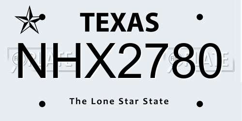 NHX2780 Texas License Plate