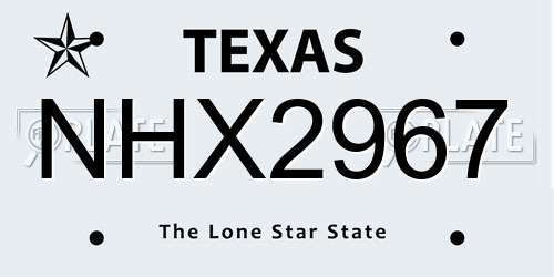 NHX2967 Texas License Plate