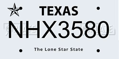 NHX3580 Texas License Plate