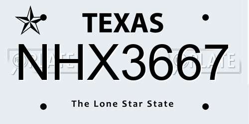 NHX3667 Texas License Plate