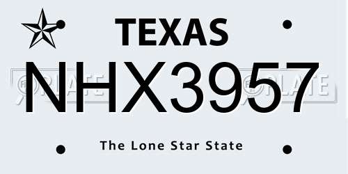 NHX3957 Texas License Plate