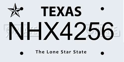 NHX4256 Texas License Plate