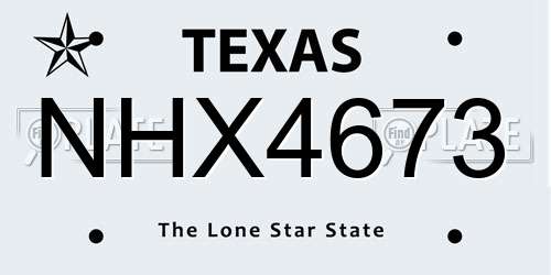 NHX4673 Texas License Plate