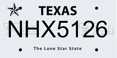 NHX5126 Texas License Plate