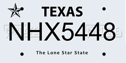 NHX5448 Texas License Plate