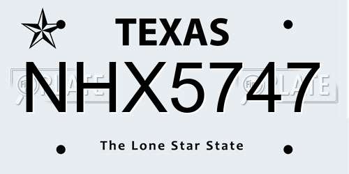 NHX5747 Texas License Plate