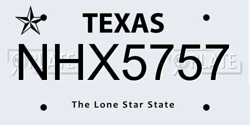NHX5757 Texas License Plate