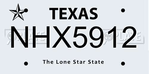 NHX5912 Texas License Plate
