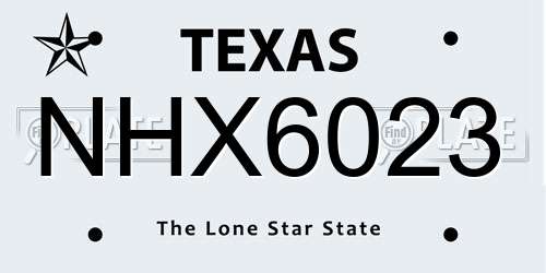 NHX6023 Texas License Plate