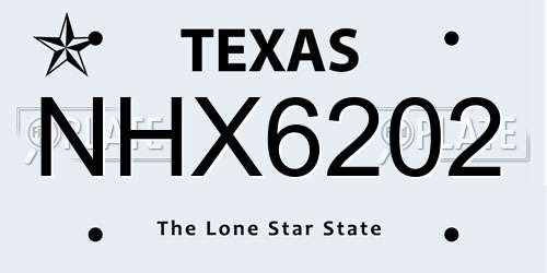 NHX6202 Texas License Plate
