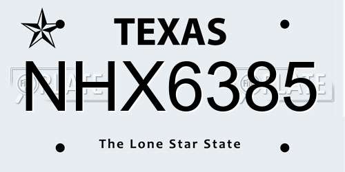 NHX6385 Texas License Plate