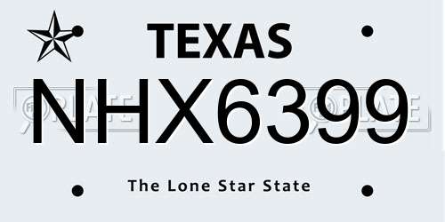 NHX6399 Texas License Plate