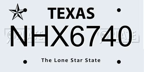 NHX6740 Texas License Plate