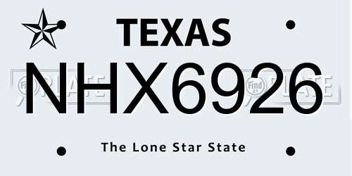 NHX6926 Texas License Plate