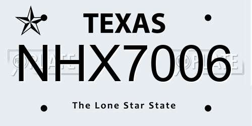 NHX7006 Texas License Plate