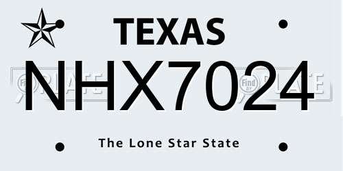 NHX7024 Texas License Plate