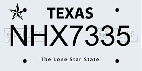 NHX7335 Texas License Plate
