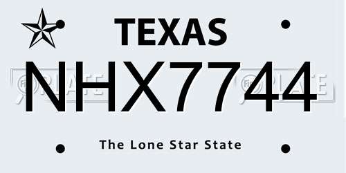 NHX7744 Texas License Plate