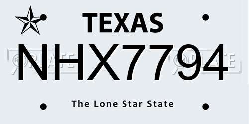NHX7794 Texas License Plate