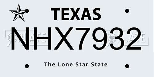 NHX7932 Texas License Plate