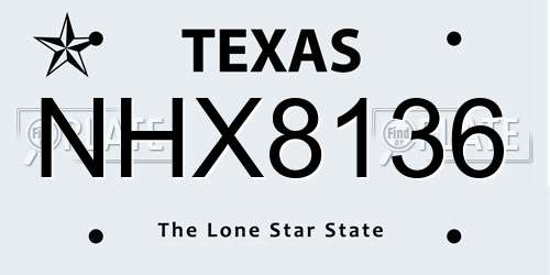 NHX8136 Texas License Plate