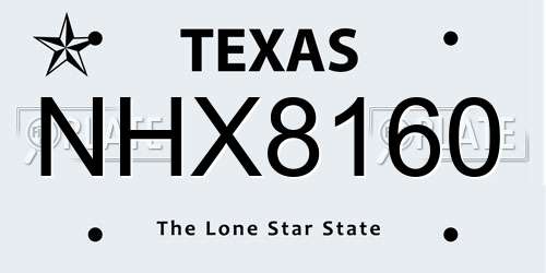 NHX8160 Texas License Plate