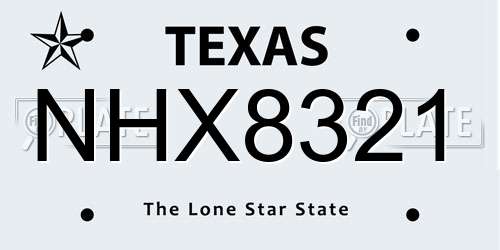 NHX8321 Texas License Plate