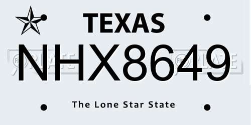 NHX8649 Texas License Plate