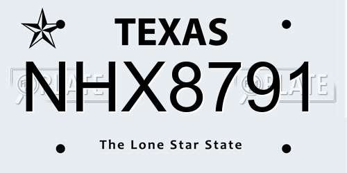 NHX8791 Texas License Plate