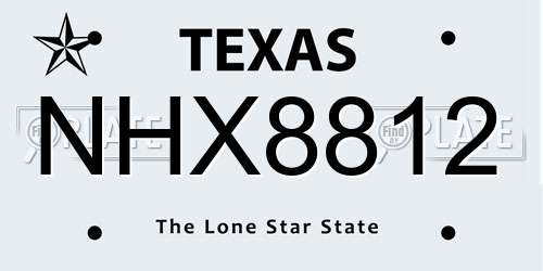 NHX8812 Texas License Plate