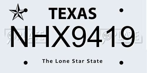 NHX9419 Texas License Plate