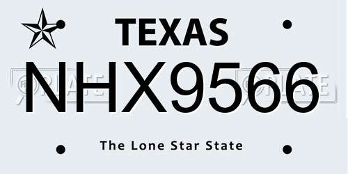 NHX9566 Texas License Plate