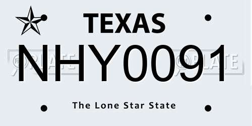 NHY0091 Texas License Plate