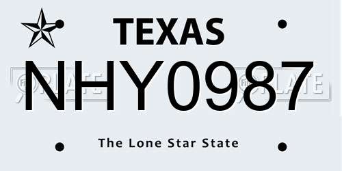 NHY0987 Texas License Plate