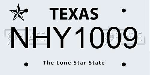 NHY1009 Texas License Plate
