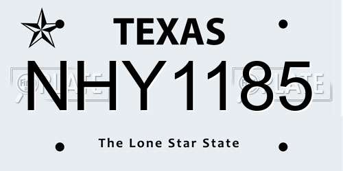 NHY1185 Texas License Plate