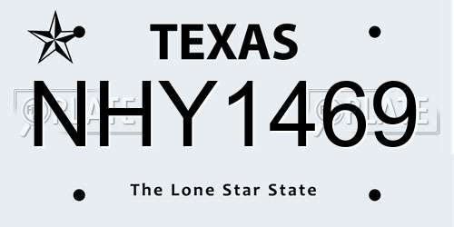 NHY1469 Texas License Plate