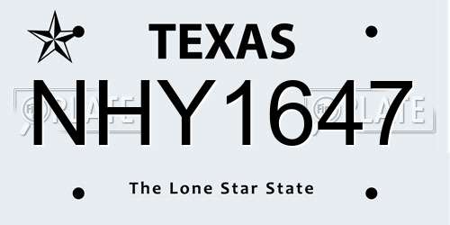 NHY1647 Texas License Plate