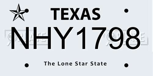 NHY1798 Texas License Plate