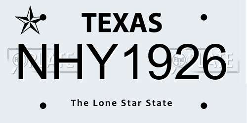 NHY1926 Texas License Plate