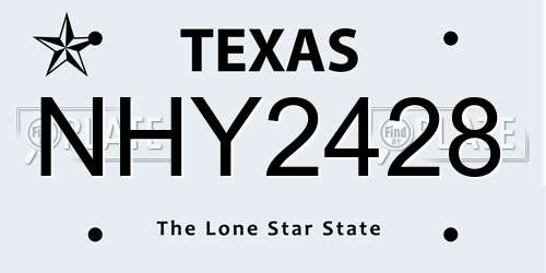 NHY2428 Texas License Plate