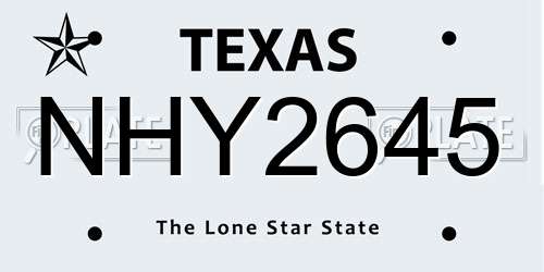 NHY2645 Texas License Plate