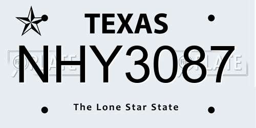 NHY3087 Texas License Plate