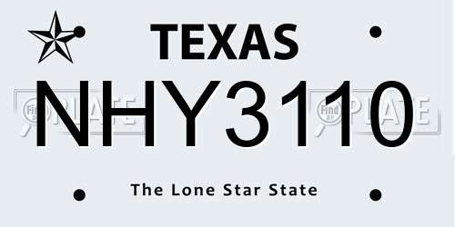 NHY3110 Texas License Plate