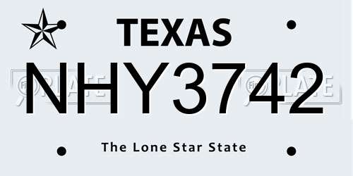 NHY3742 Texas License Plate