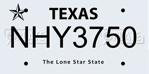 NHY3750 Texas License Plate