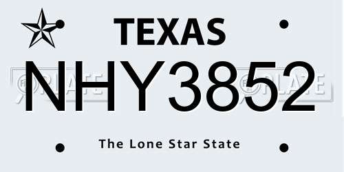 NHY3852 Texas License Plate
