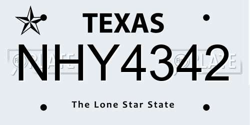 NHY4342 Texas License Plate