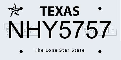 NHY5757 Texas License Plate