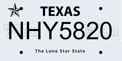 NHY5820 Texas License Plate